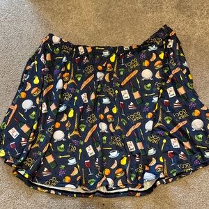 Disney - Women’s Navy Food & Wine Print Skirt